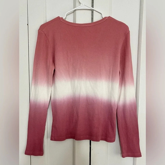 Splendid Waffle Knit Henley Top in an ombré pink - Picture 5 of 5
